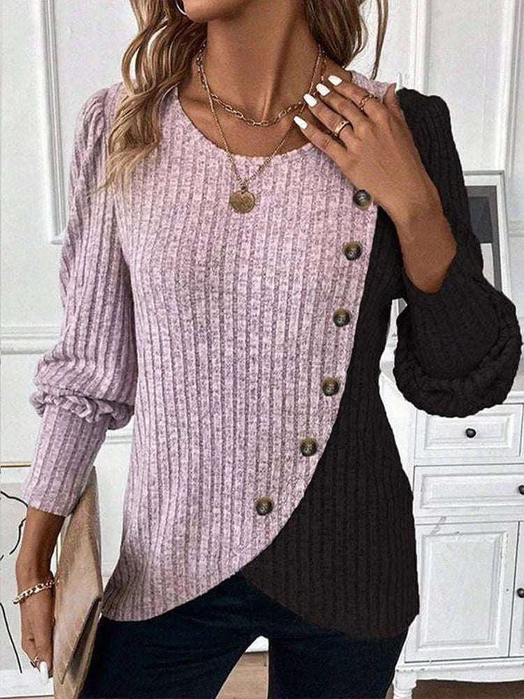 Pull Rayé Ample à Col Rond pour Femme - Style Casual