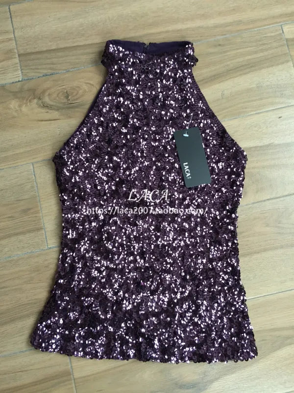 Débardeur Paillettes Femme - Top Clubwear Sexy