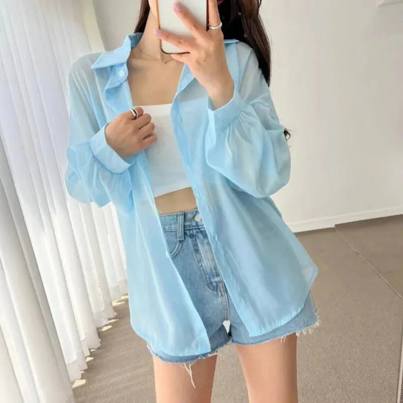 Chemise d'Été en Soie Perlée Rafraîchissante – Protection Solaire et Confort Absolu