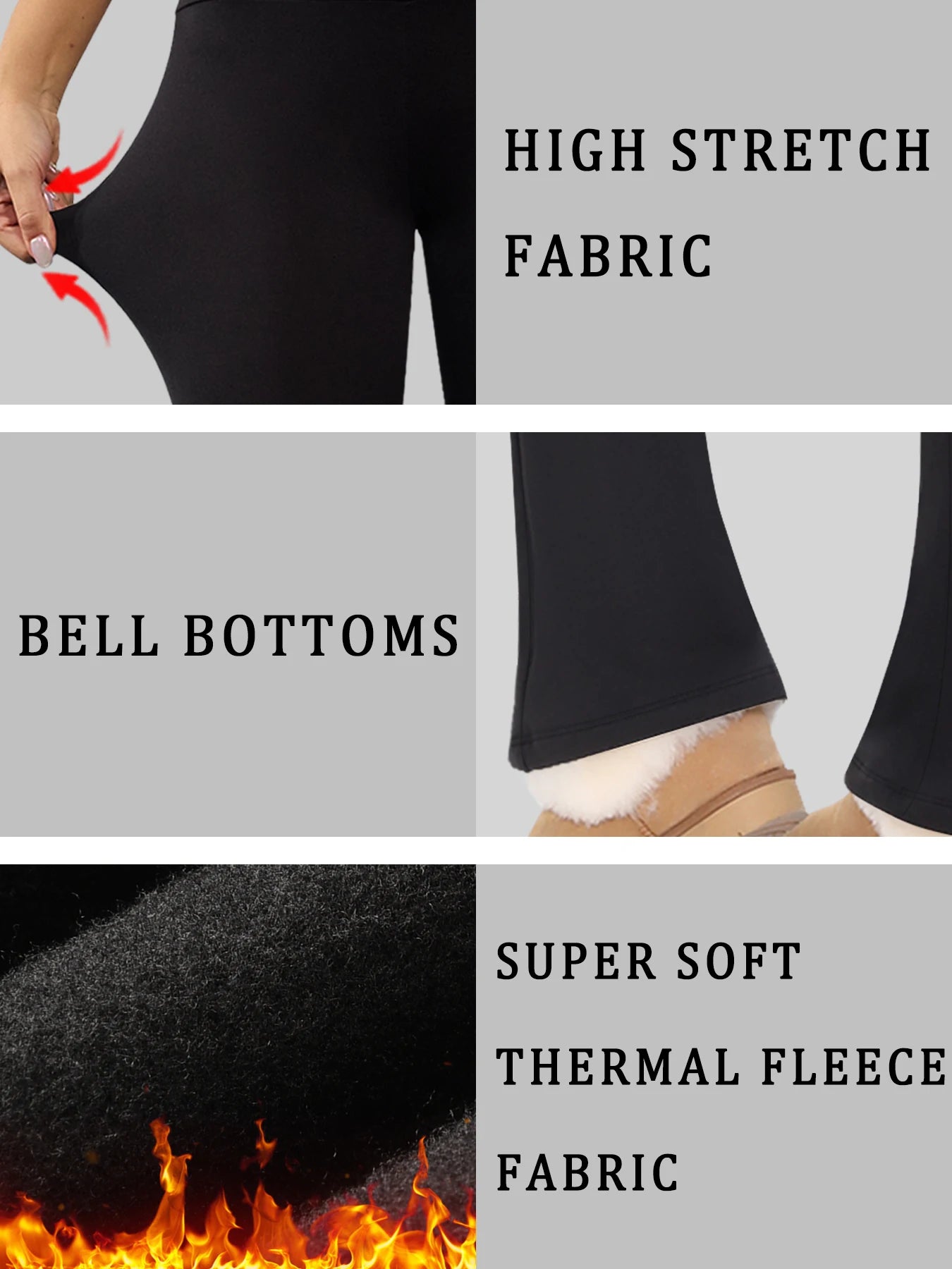 Leggings Évasés Thermiques en Polaire pour Femme – Coupe Bootcut & Contrôle du Ventre