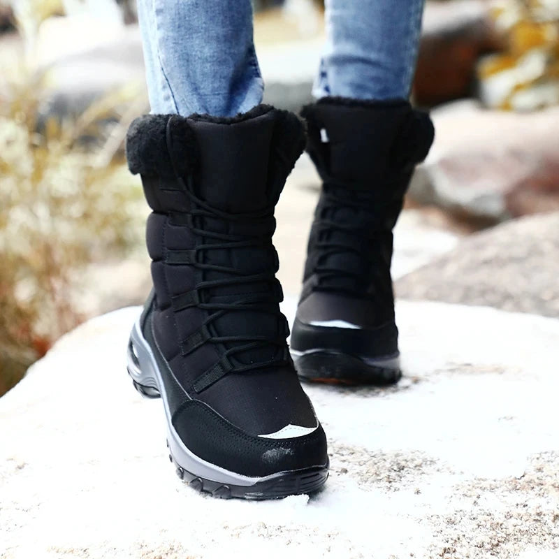 Nouvelles bottes d'hiver pour femmes bottes de neige chaudes de haute qualité à lacets bottines confortables bottes de randonnée imperméables en plein air taille 36-42