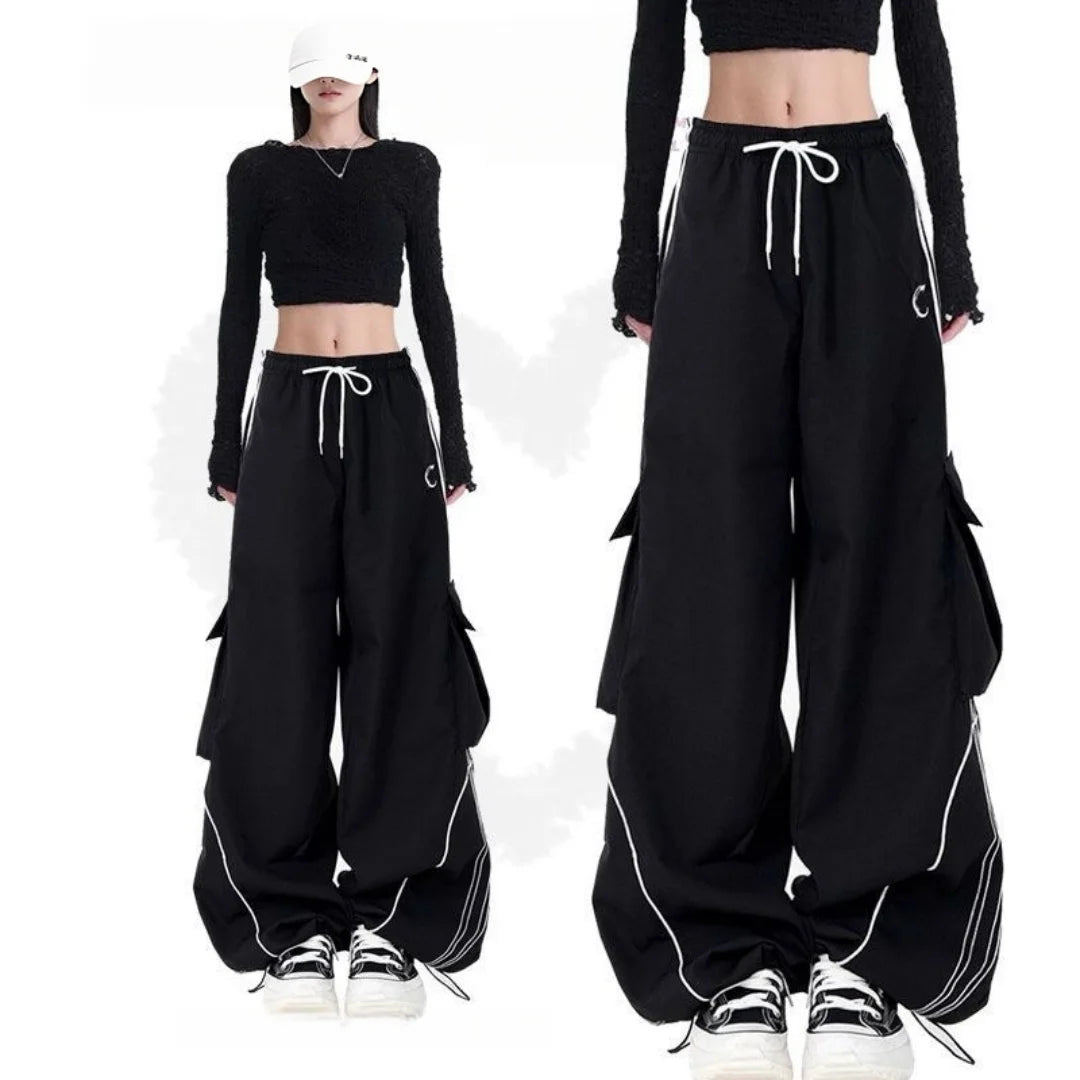 Pantalon Cargo Y2K à Jambes Larges – Style Streetwear Gothique & Hip Hop