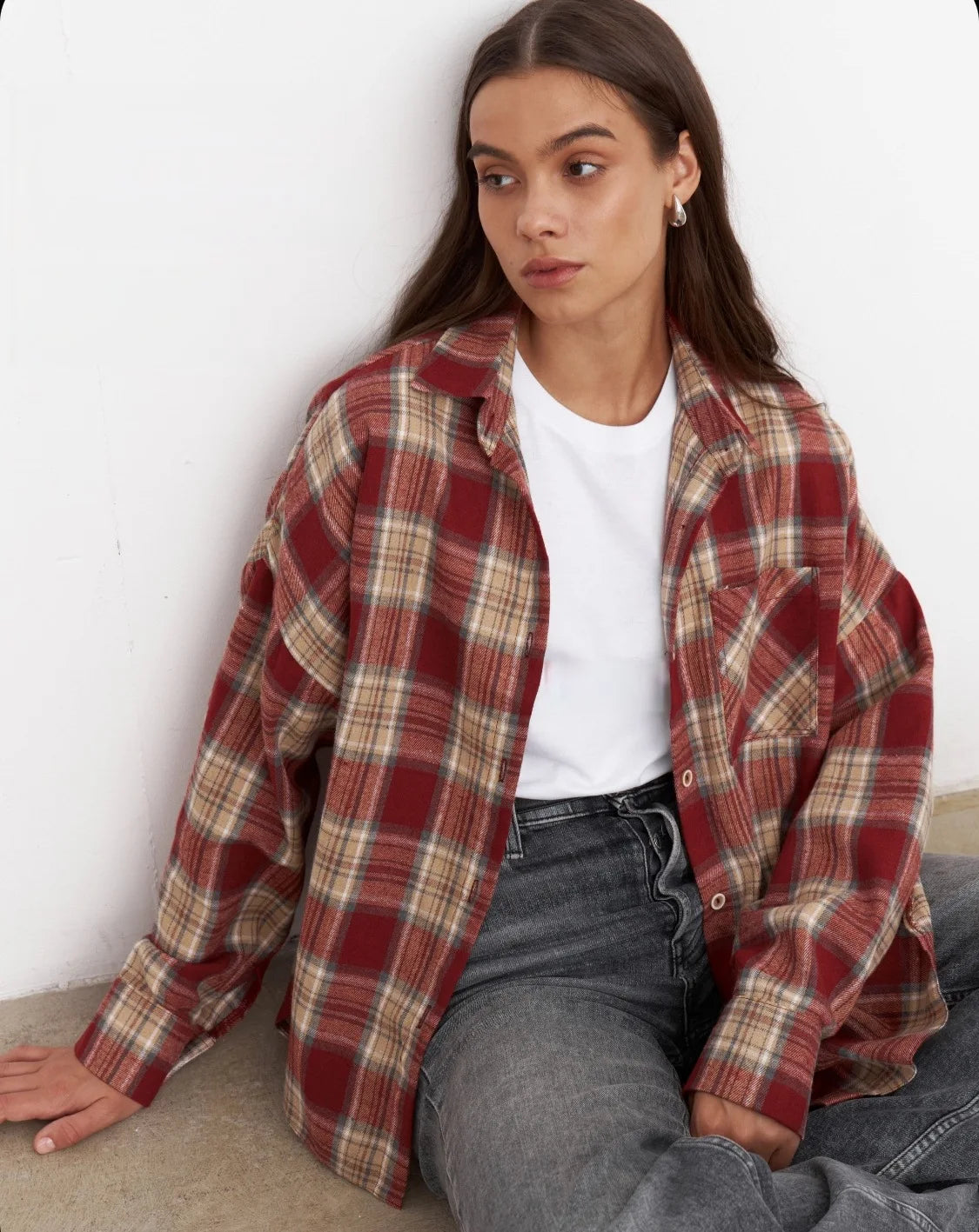 Surchemise à Carreaux et Imprimé Plaid pour Femme
