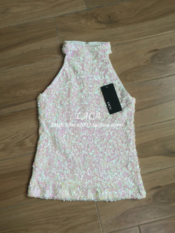 Débardeur Paillettes Femme - Top Clubwear Sexy