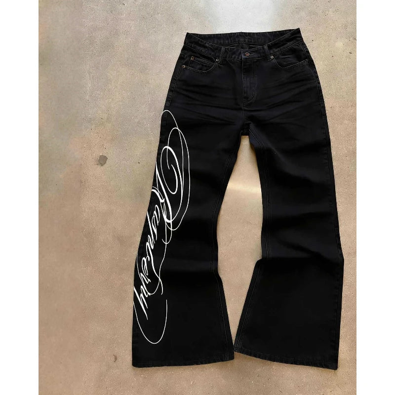 Jean Baggy Deeptown Bleu – Imprimé Graphique Style Harajuku & Streetwear