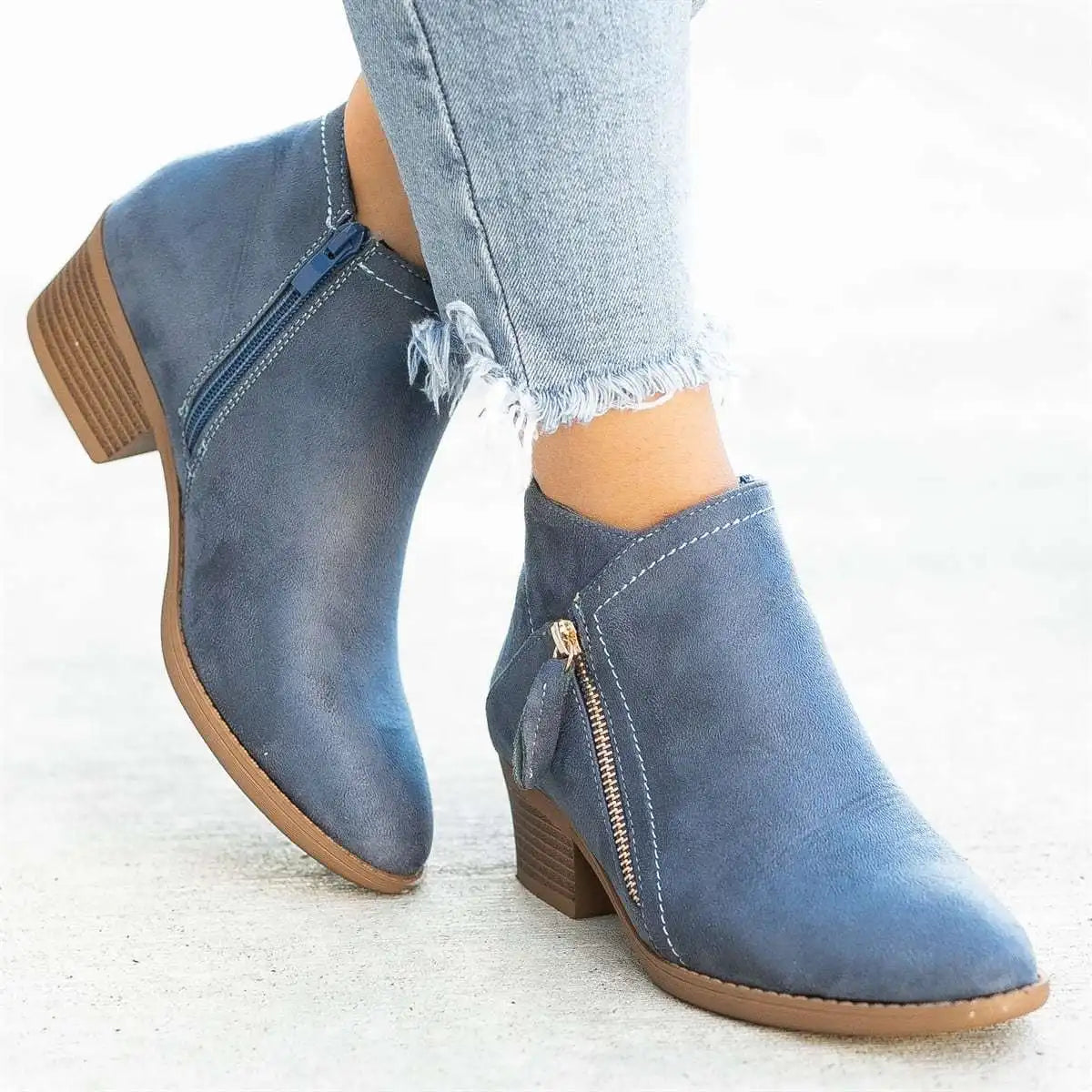 Bottines Chelsea en Daim à Talon Épais – Élégance d'Automne