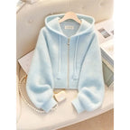 Sweat à Capuche Zippé Coupe Ample pour Femme – Gilet Décontracté Style "Lazy Wind" Automne-Hiver