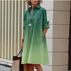 Robe Chemise Mi-Longue à Manches sulfet Col Rabattu pour Femme, Tenue Élégante de Vacances avec Poches, Printemps et Été