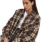 Surchemise à Carreaux et Imprimé Plaid pour Femme