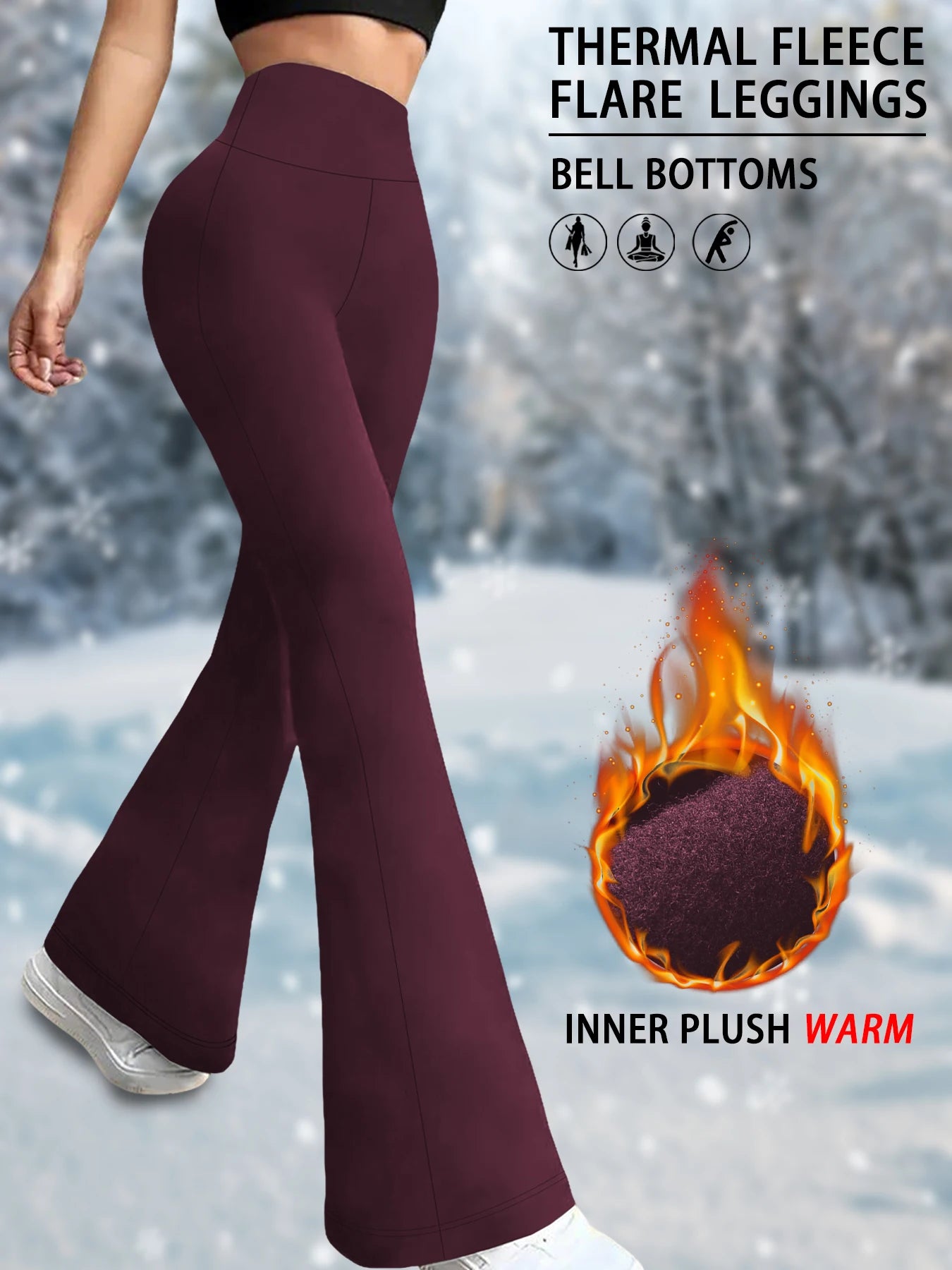 Leggings Évasés Thermiques en Polaire pour Femme – Coupe Bootcut & Contrôle du Ventre