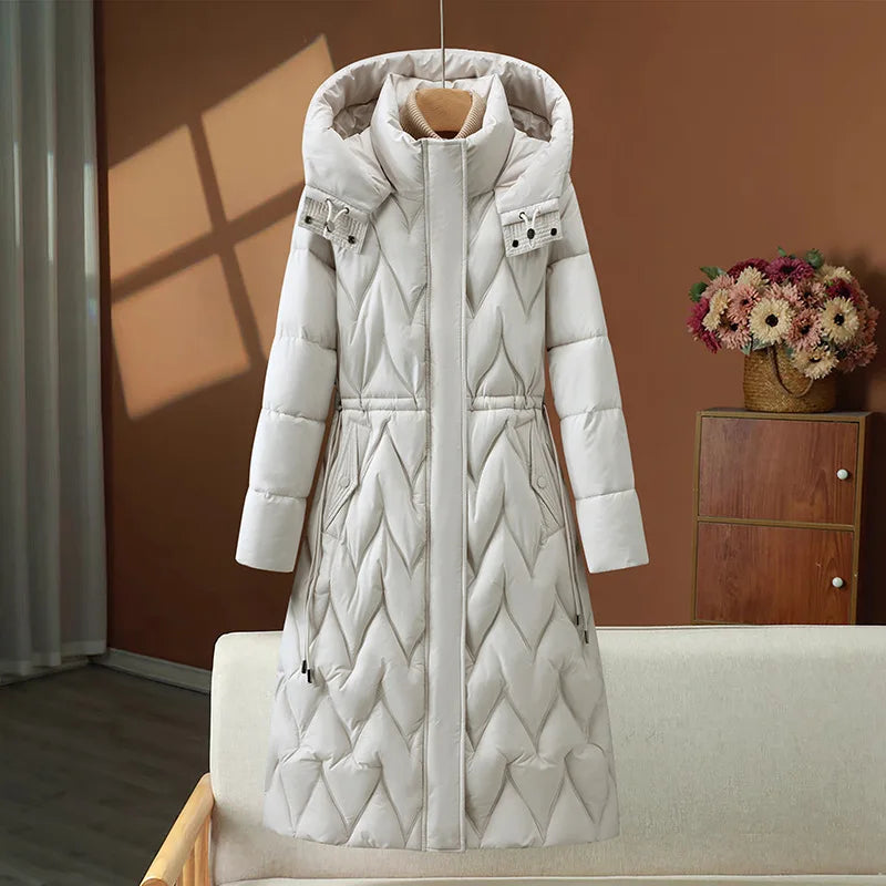 Parka longue à capuche pour femmes, manteaux, pardessus solide, simple boutonnage, manches longues, col montant, bureau, décontracté, automne hiver 2025