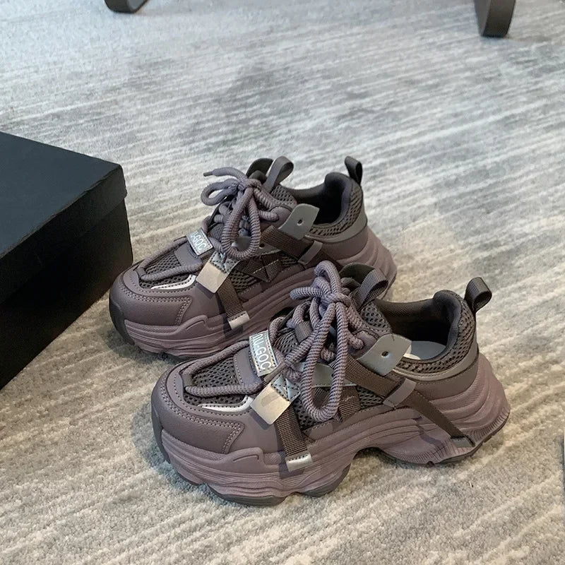 Baskets Épaisses à Plateforme en Maille Respirante – Style Dad Shoes Tendance