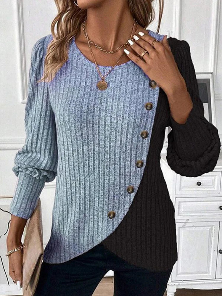 Pull Rayé Ample à Col Rond pour Femme - Style Casual