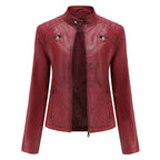Nouvelle veste en PU pour femme, couleur lavande, manches longues, 2026, vestes en cuir de moto tendance, manteau rouge, vêtements d'extérieur noirs.