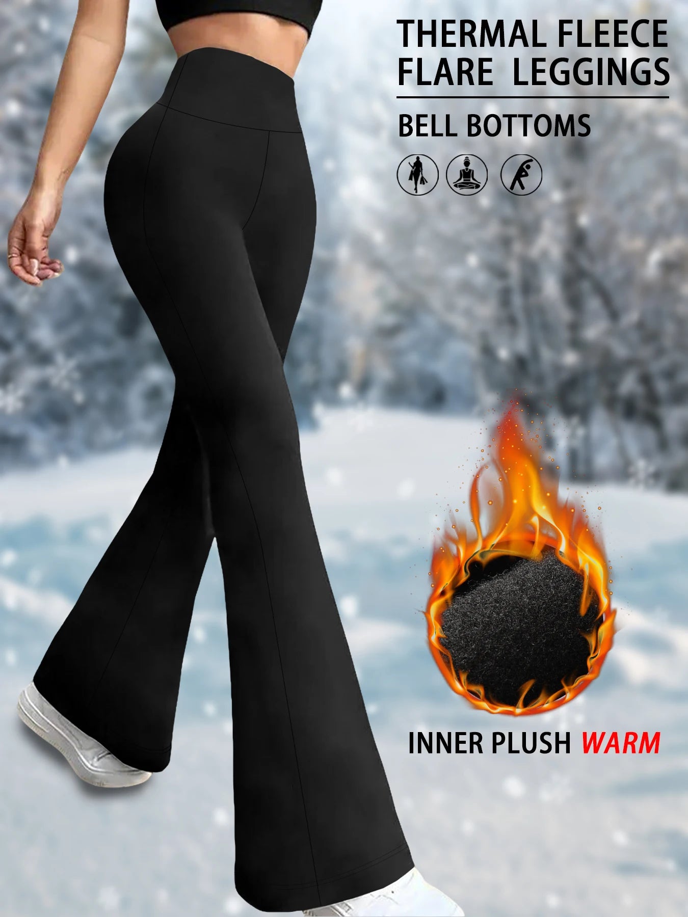 Leggings Évasés Thermiques en Polaire pour Femme – Coupe Bootcut & Contrôle du Ventre