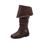 Bottes médiévales en cuir Jack Sparrow Renaissance demi Haddock chaussures chaussures Larp Pirate guerrier Vintage Jackboot pour adulte