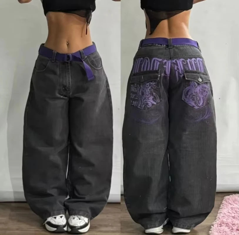 Jean Baggy Oversize Imprimé Y2K – Style Harajuku, Grunge & Hip-Hop