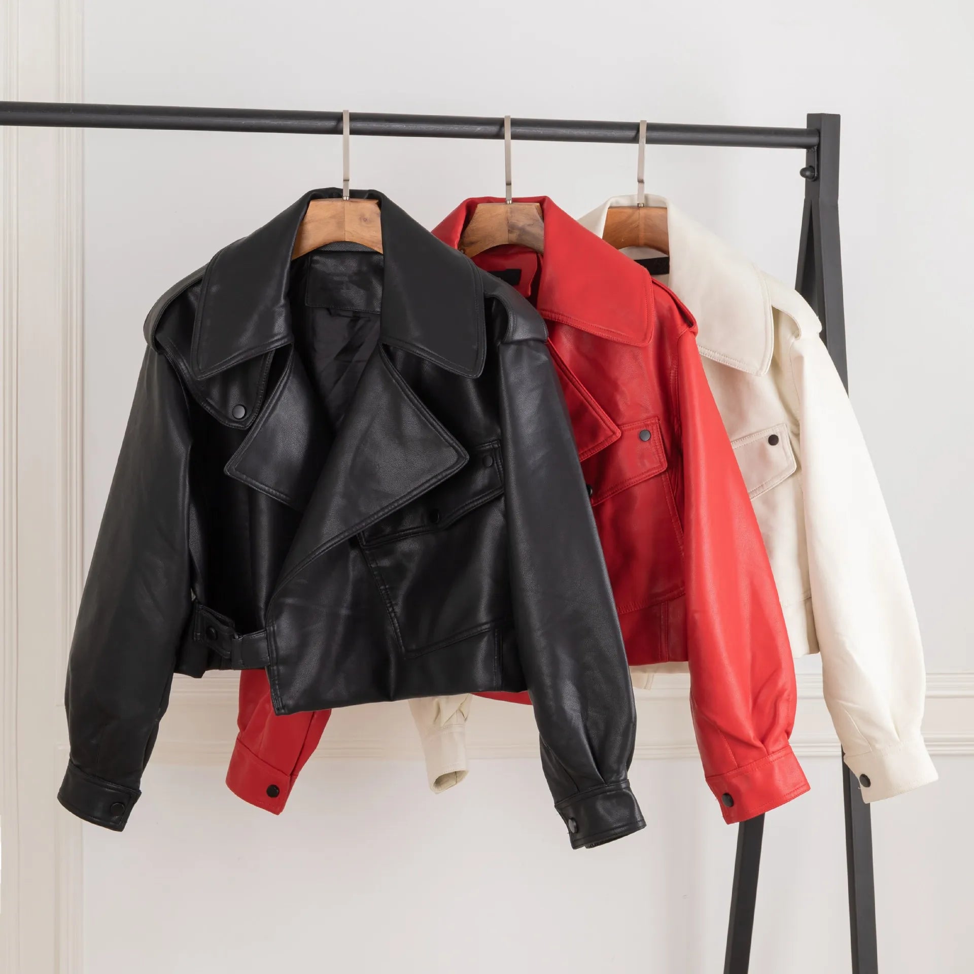 Femmes Pu Faux cuir manteaux veste col rabattu poches Vintage Moto Biker manteau vêtements d'extérieur femme automne 2025 Streetwear