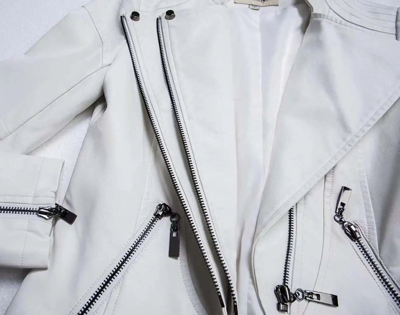 Veste en cuir pour femmes, mode européenne et américaine, moto, Slim, courte, fermeture éclair