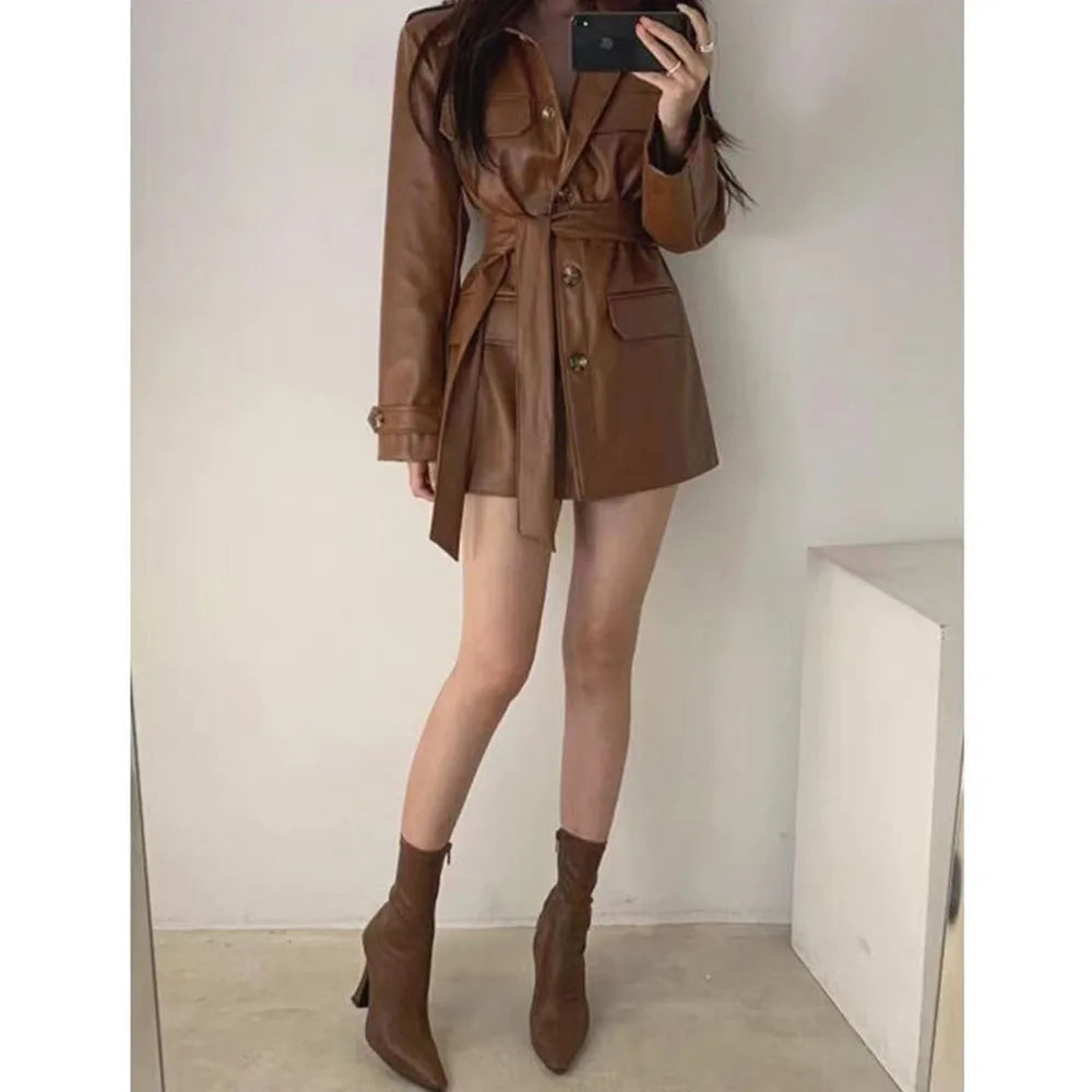 Veste en cuir chic coréenne pour femme, coupe ajustée, style motard, en similicuir PU, coupe-vent, pour le printemps et l'automne