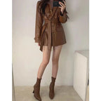 Veste en cuir chic coréenne pour femme, coupe ajustée, style motard, en similicuir PU, coupe-vent, pour le printemps et l'automne