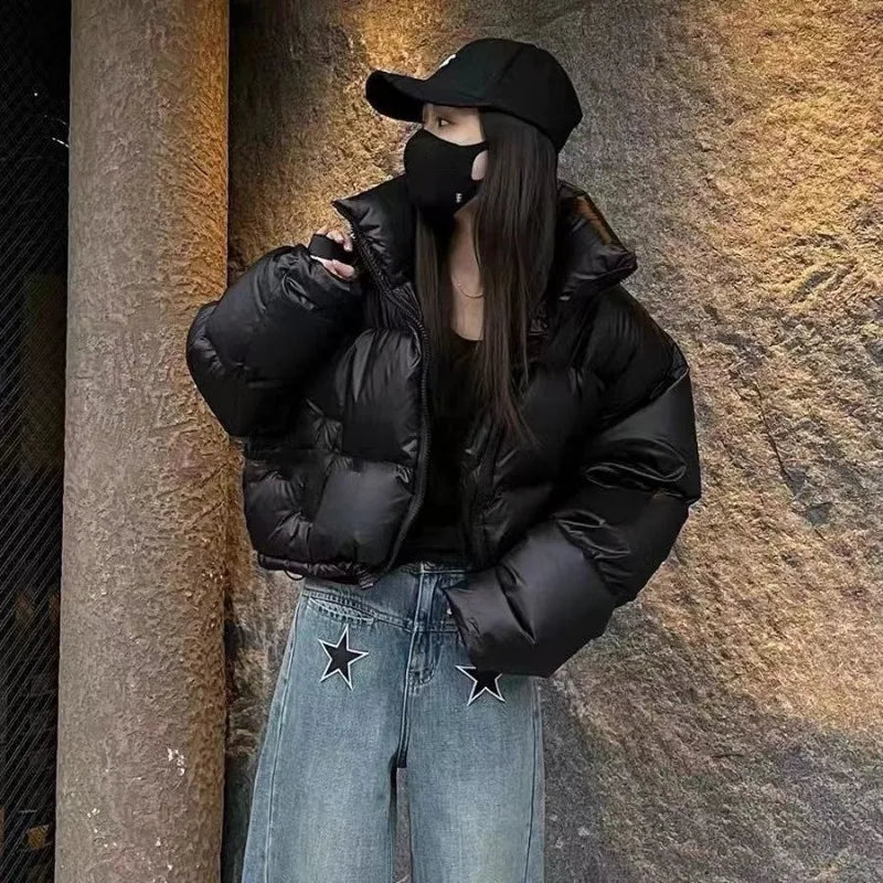 Veste courte rembourrée en coton à col montant pour femme, parkas épaisses, manteau chaud, nouvelle version coréenne, hiver