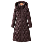 Parka longue à capuche pour femmes, manteaux, pardessus solide, simple boutonnage, manches longues, col montant, bureau, décontracté, automne hiver 2025