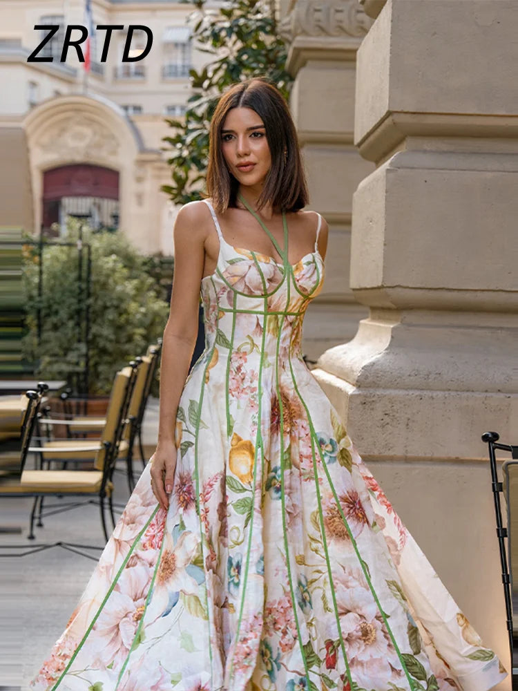 Robe longue à bretelles pour femmes, Sexy, plissée, col en v, dos nu, sans manches, ligne a, Robes de vacances, couleur unie, décontractée, été, 2025