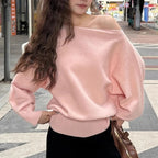 Pull Ample Épaules Dénudées Style Coréen - Dawndesslo