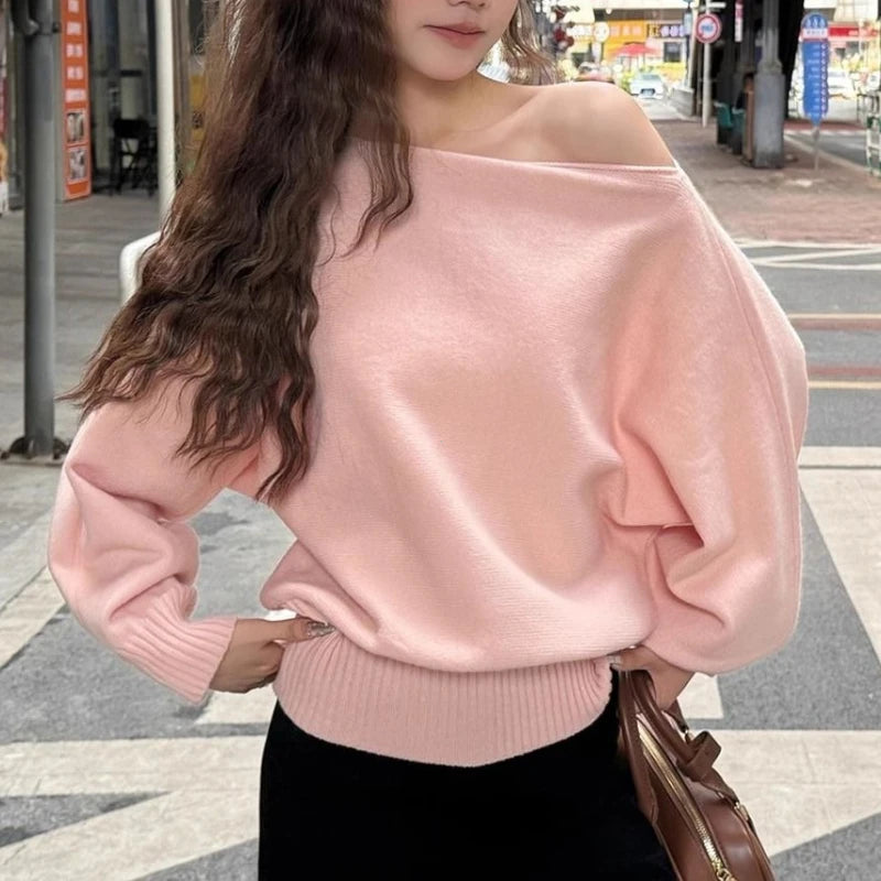 Pull Ample Épaules Dénudées Style Coréen - Dawndesslo