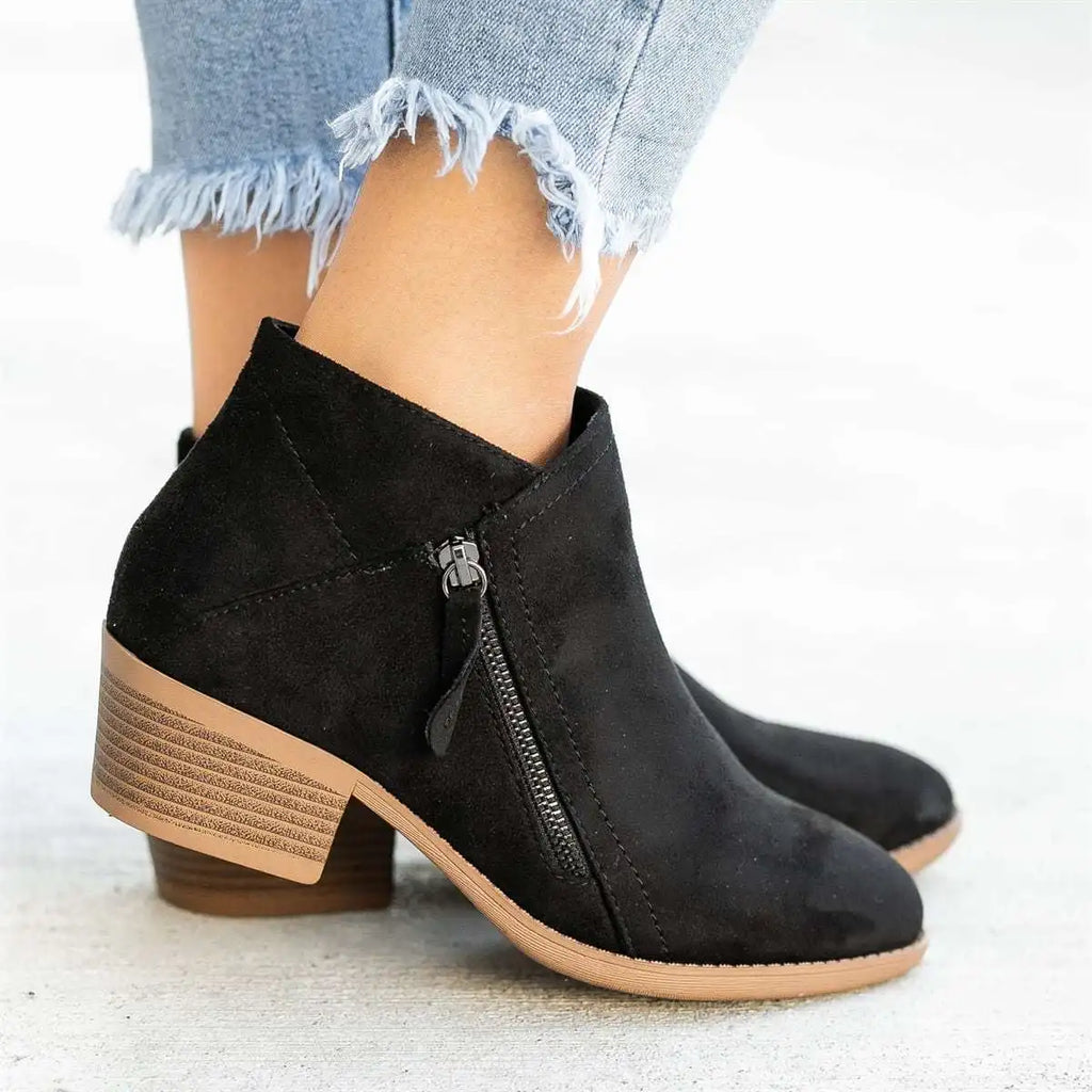 Bottes chelsea en daim pour femmes, bottines à plateforme, bottes de rinçage à talons, fermeture à glissière latérale, mode automne, 2023