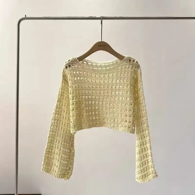 Haut de Plage en Maille Ajourée Style Boho - Crop Top Crochet