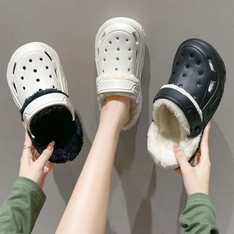 Sabots d'Hiver Doublés en Coton pour Homme et Femme – Confort Chaud & Semelle Épaisse
