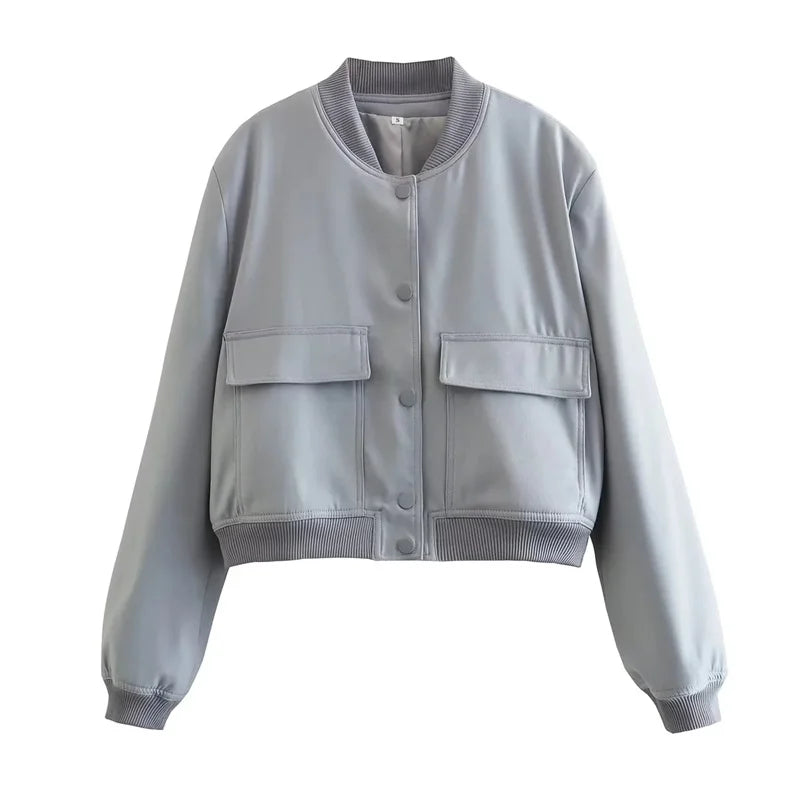 MUJER femmes Bomber veste femmes automne recadrée veste pour femmes 2025 à manches longues aviateur vestes femme mode manteaux courts