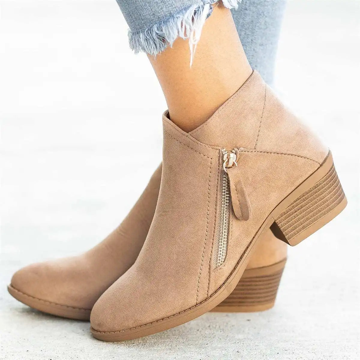 Bottes chelsea en daim pour femmes, bottines à plateforme, bottes de rinçage à talons, fermeture à glissière latérale, mode automne, 2023