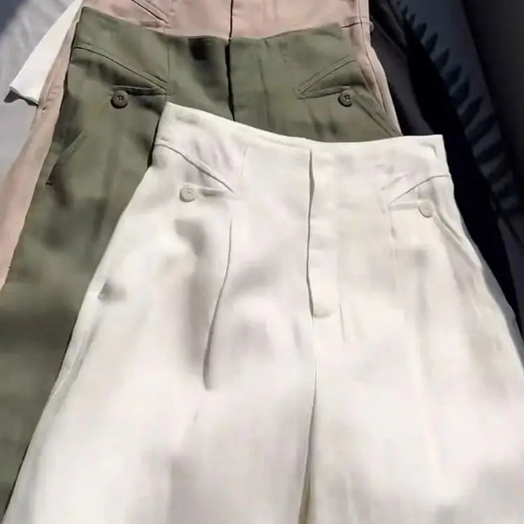 Pantalon Bloomers Fluide d’Été pour Femme – Coupe Carotte Décontractée et Taille Haute
