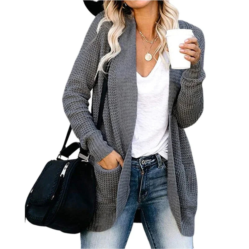 Gilet Long Tricoté Harajuku Streetwear pour Femme - VISIVANE