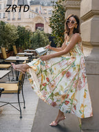 Robe longue à bretelles pour femmes, Sexy, plissée, col en v, dos nu, sans manches, ligne a, Robes de vacances, couleur unie, décontractée, été, 2025