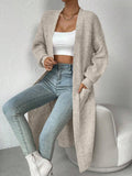 Cardigan Long Ajouré en Maille Épaisse pour Femme - Style Streetwear