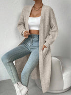 Cardigan Long Ajouré en Maille Épaisse pour Femme - Style Streetwear