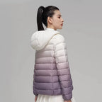 Doudoune dégradée pour femme, veste à capuche ultra légère, coupe couvertes, maintien au chaud, créateur de luxe, automne, hiver, nouvelle mode, 2022