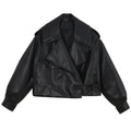 Femmes Pu Faux cuir manteaux veste col rabattu poches Vintage Moto Biker manteau vêtements d'extérieur femme automne 2025 Streetwear