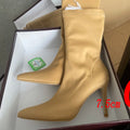 Femmes 7.5cm 10cm talons hauts chaussettes en soie bottes vert talons bas bottines courtes dame strip-teaseuse hiver bout pointu Satin chaussures Sexy
