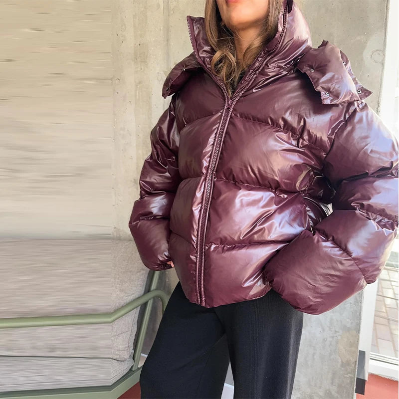 Doudoune Hiver Chocolat Oversize pour Femme - Chin.Sweety