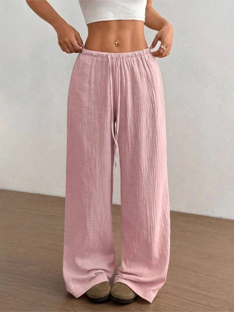 Pantalon Large Fluide à Taille Élastique - Confort Absolu