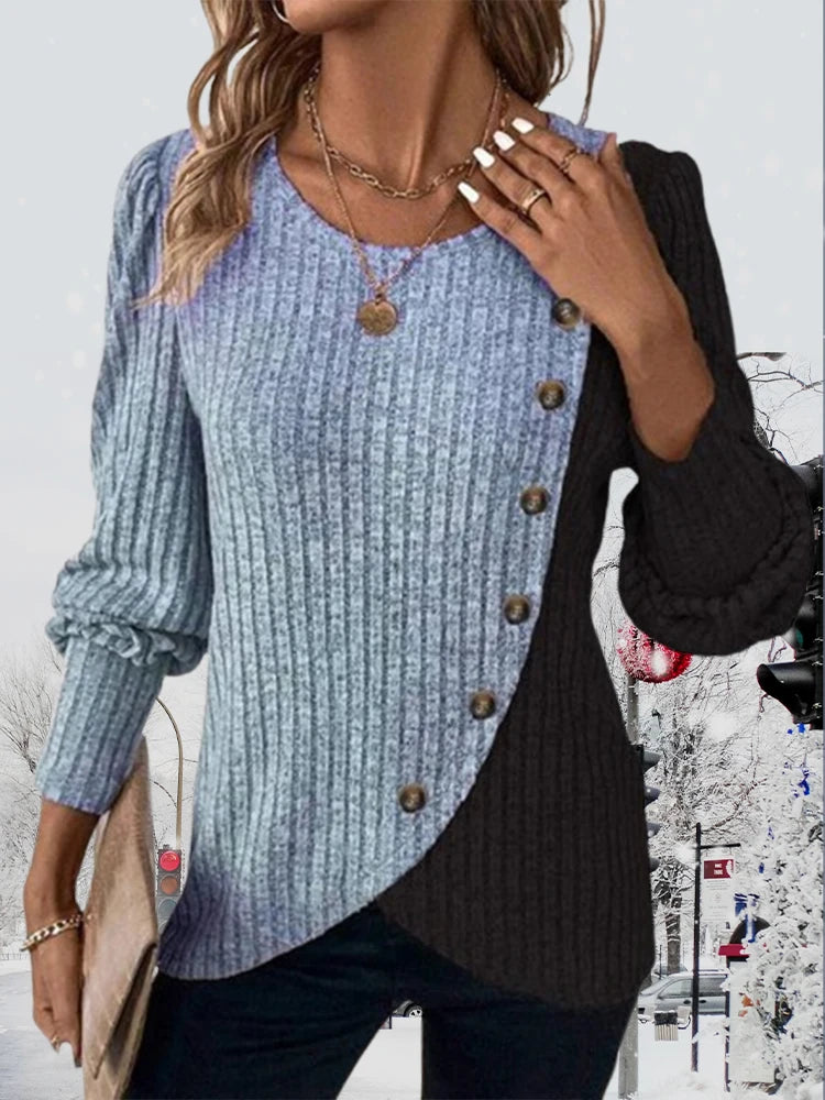 Pull Rayé Ample à Col Rond pour Femme - Style Casual
