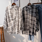 Chemise à Carreaux en Mousseline Légère pour Femme – Look d'Été Décontracté Fictitni