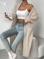 Cardigan Long Ajouré en Maille Épaisse pour Femme - Style Streetwear