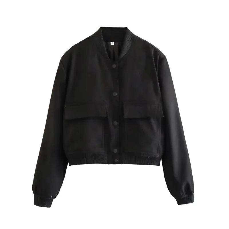MUJER femmes Bomber veste femmes automne recadrée veste pour femmes 2025 à manches longues aviateur vestes femme mode manteaux courts