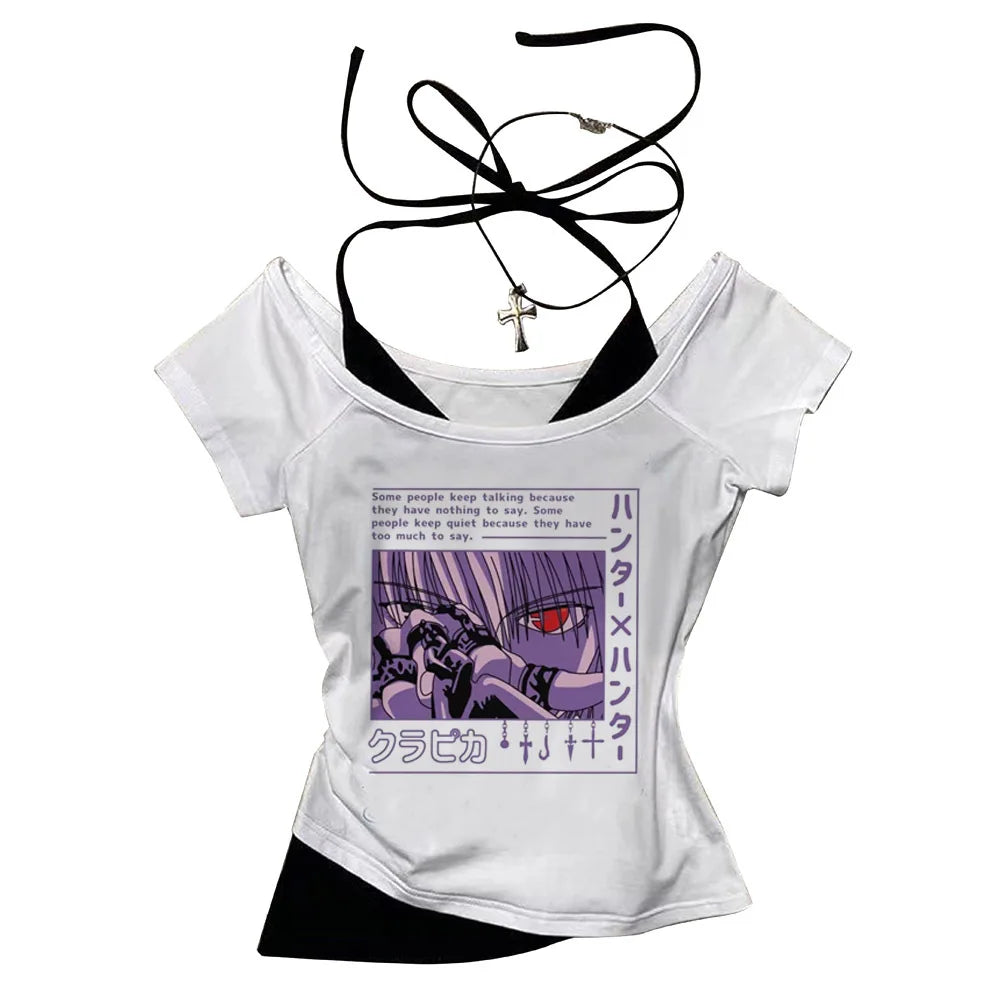 Crop Top Hunter x Hunter - T-Shirt Killua Hisoka Y2K